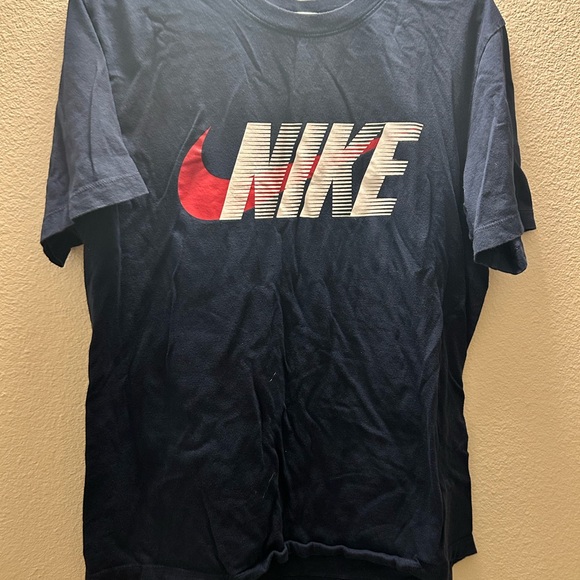Nike Other - Nike Men's Dark Blue Tee with Red Logo Size M